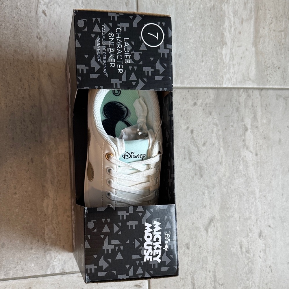 Disney Mickey Mouse Ladies Sneakers - White and Gold - Picture 2 of 4